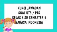 KUNCI JAWABAN Soal UTS Kelas 3 SD Bahasa Indonesia Ulangan Tengah Semester Semester 2 Genap 2021
