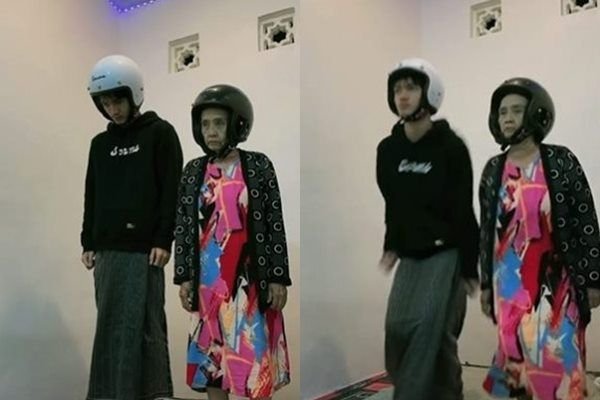 Viral Nenek Joget Pakai Helm Ditonton 24 Juta Kali. (TikTok)