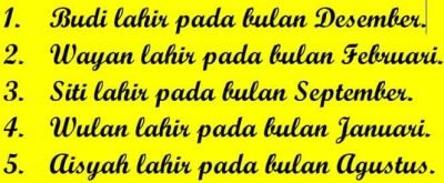 Buatlah 5 Kalimat dengan Bulan Ulang Tahun Temanmu