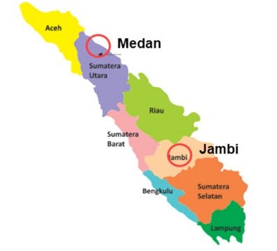 Lingkarilah letak tempat tinggal paman Tagor di Jambi
