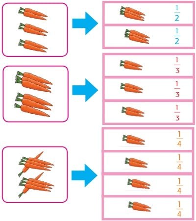 Gambarlah wortel sesuai pecahan-pecahannya