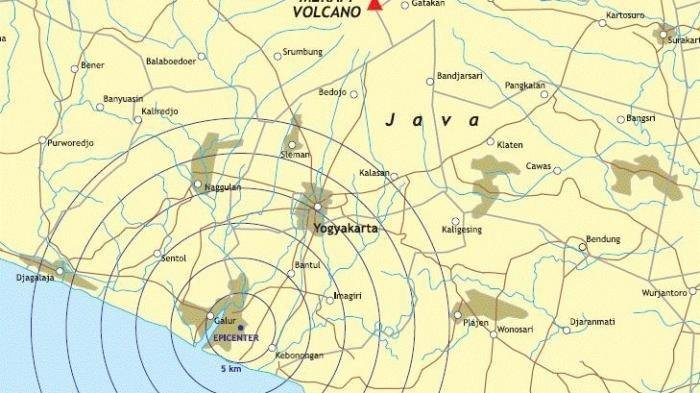 Pusat gempa Yogyakarta 27 Mei 2006.
