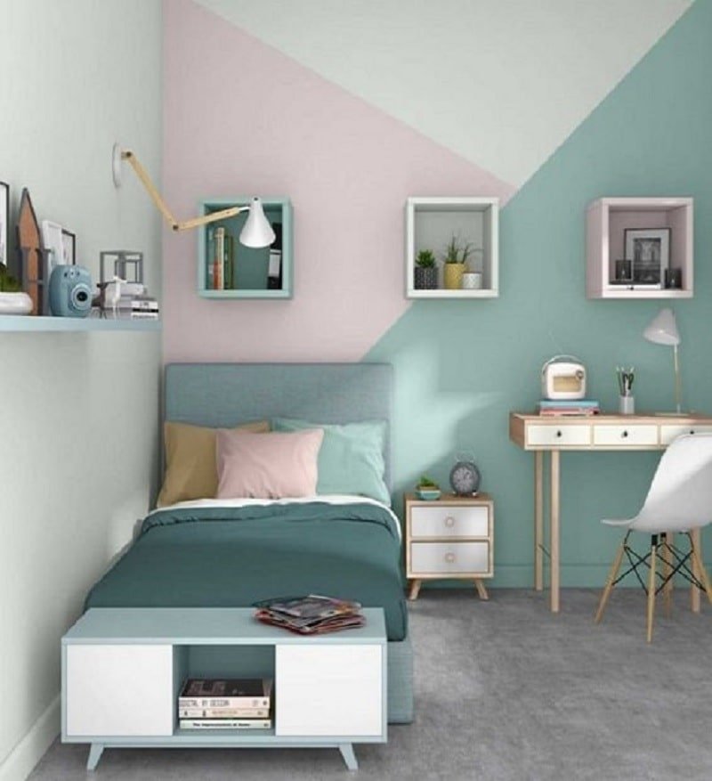 Cat kamar tidur warna pastel hijau pink dan putih Cat pastel hijau pink dan putih