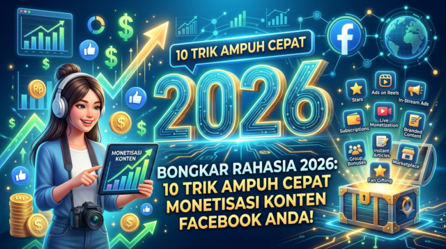 Buatkan Featured Image dari judul artikel ini : Bongkar Rahasia 2026: 10 Trik Ampuh Cepat Monetisasi Konten Facebook Anda!